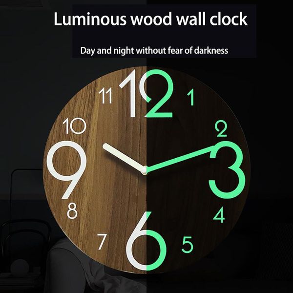 

wall clocks luminous clock modern art decal home decor round wooden diy creative digital living room