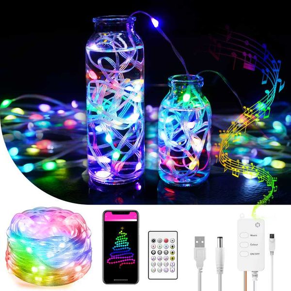 

strings leather wire smart light dream color led string lights wifi bluetooth waterproof fairy holiday christmas decoration 5v
