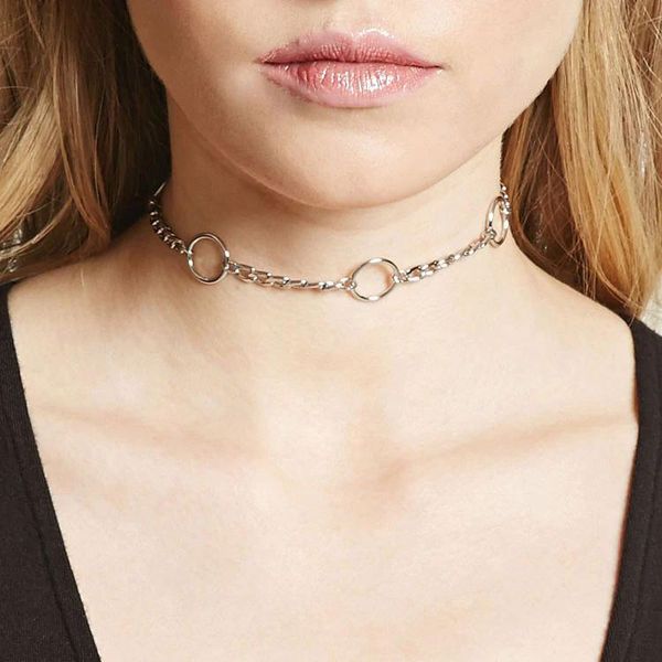 

chains states contracted geometric circle necklace female personality ideas deserve to act the role of pendant chain clavicle, Silver
