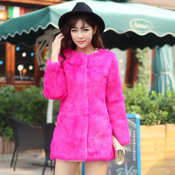 

women's fur & faux real 2021 coat coat. korean slim fashion whole skin, Black