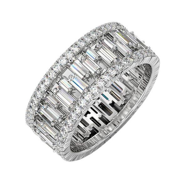 

wedding rings luxury female white crystal stone ring big rose gold silver color charm square zircon engagement for women, Slivery;golden