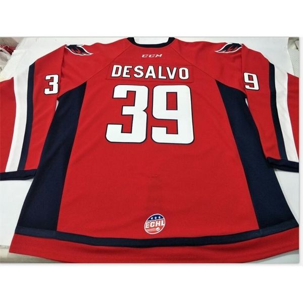 

mens #39 south carolina stingrays dan desalvo hockey jersey or custom any name or number retro jersey, Black
