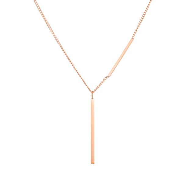 

firebros rose gold stainless steel bar pendant necklace street aesthetic elegant choker collar women girl kpop street jewelry, Golden;silver
