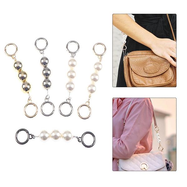 

bag parts & accessories 1pc chain strap extender imitation pearl bead replacement for purse clutch handbag, Black