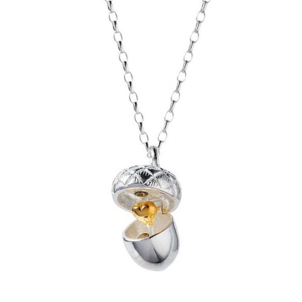 

pendant necklaces geometric round cute pinecone tiny acorn necklace food fruit pine cone small squirrel nut, Silver