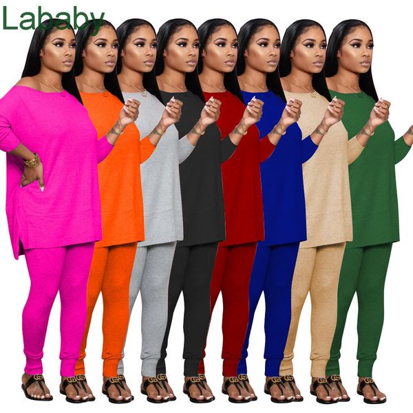 

women tracksuits two pieces set solid colour loose and casual long sleeve pants ladies new fashion sportwear outfits 2021, Gray