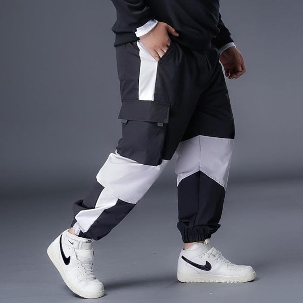 

fashionable fat men's loose size overalls men's fat men's more casual sports pants personality versatile leggings, Blue