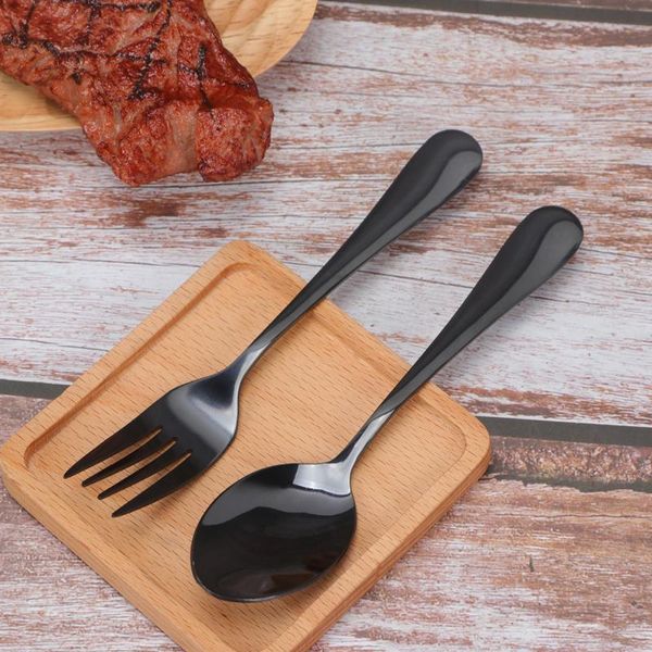 

8pcs black spoons and forks set stainless steel teaspoons dessert forks for home l restaurant