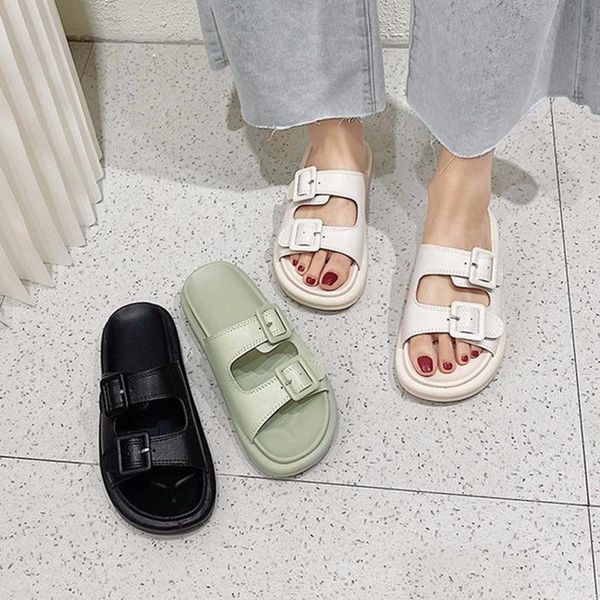 

creepers double band square buckle femmes sandales fresh open toe sandals sewing cut out muffins sandalias beach shoes for women, Black