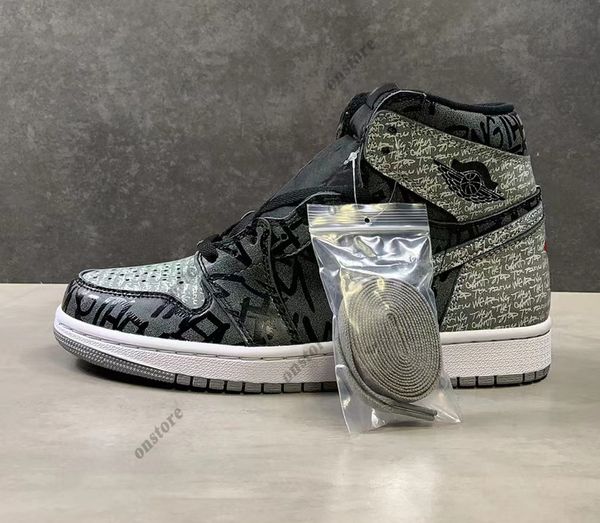 

1 high og rebellionaire mens basketball shoes womens 1s black white-particle grey outdoor running sports 555088-036 sneakers with original