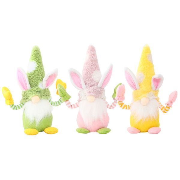 Coniglio di Pasqua Bambola nana Coniglietto senza volto Bambola nana con la mano Bambini Coniglio di primavera Bambola Giocattoli Decorazione da tavolo per la casa