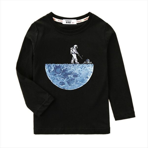 

astronaut amp moon funny kids clothes boy girl long sleeve cotton o neck tees child spring shirt, Blue