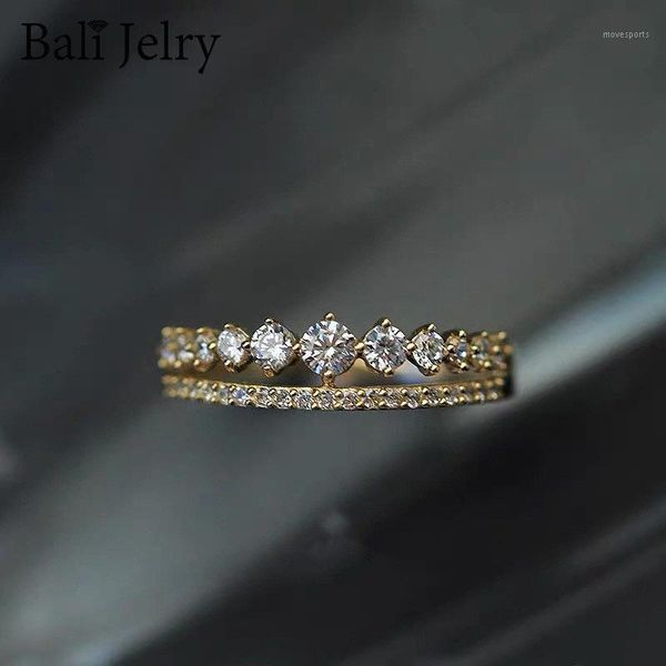 

cluster rings bali jelry luxury charm for women 925 silver jewelry with zircon gemstone gold color ring wedding engagement accessories1, Golden;silver