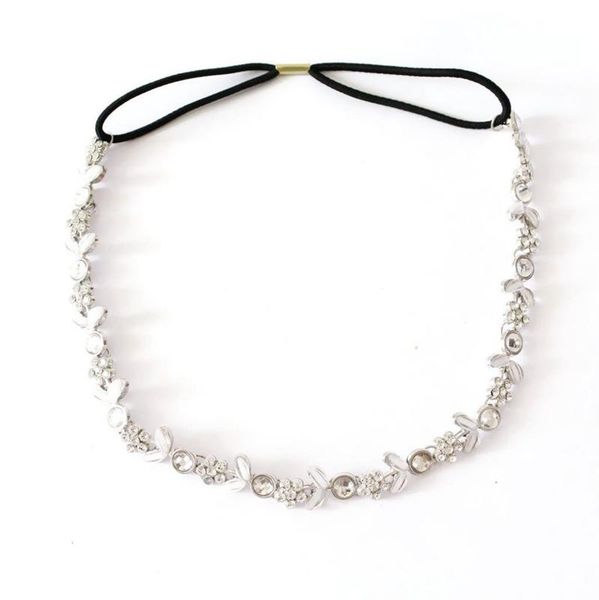 

abgz-lady's stylish silver plated crystal flower elastic hair band headband
