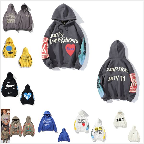 

fashion kanye mens hoodies women's sweatshirt cotton with labels hip hop letters printed long sleeves with box, Black