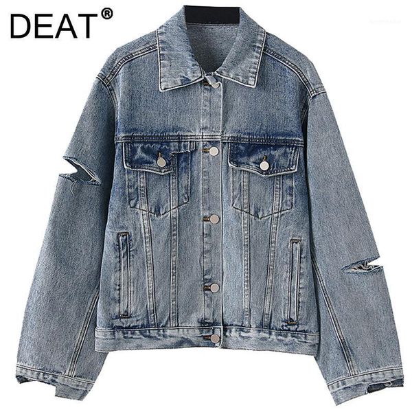 

women's jackets women's [] 2022 spring autumn fashion tide coat loose fit long sleeve turn-down collarsingle-breasted denim jacket, Black;brown