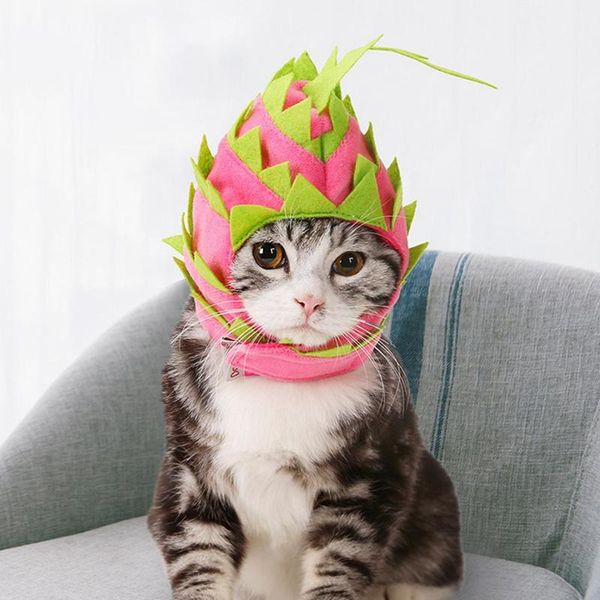 

dog apparel 1pc dragon fruit shape pet headgear cat puppy dress hat party clothing accessories head-wear