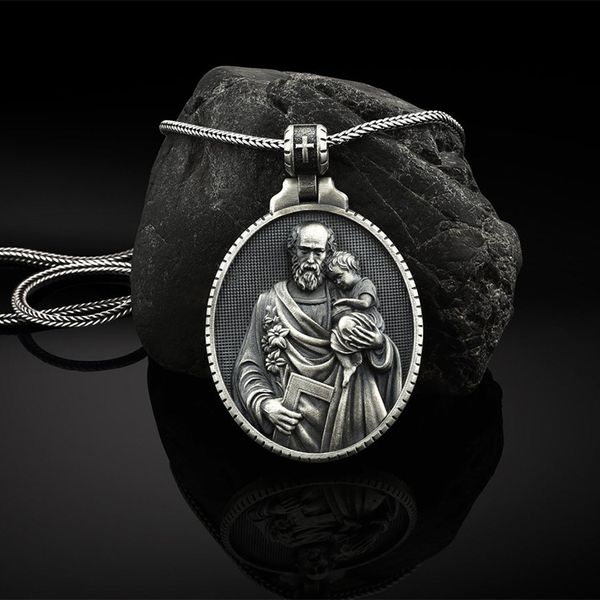 

catholic medallion christian accessories religious pendant necklace popular, Silver