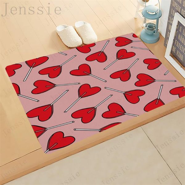 

carpets welcome doormats anti-slip print mat cute heart footprint carpet home deco entrance bedroom hallway bath living room kitchen rug