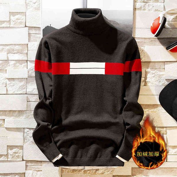 

sweater knit men's wear trend warm high collar pullover plush thickened undergarment youth korean 49, White;black