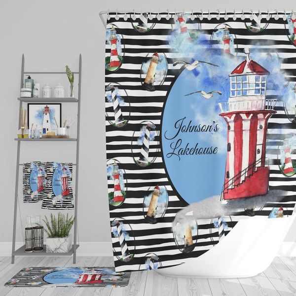 

shower curtains personalized nautical lighthouse curtain bathroom decor
