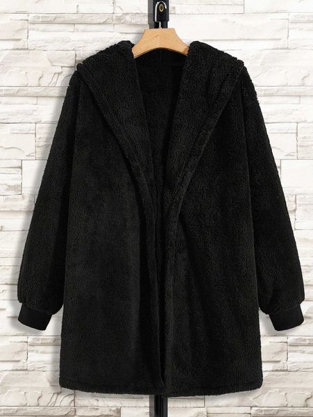 

men open front hooded flannel coat 6019#, Black;brown