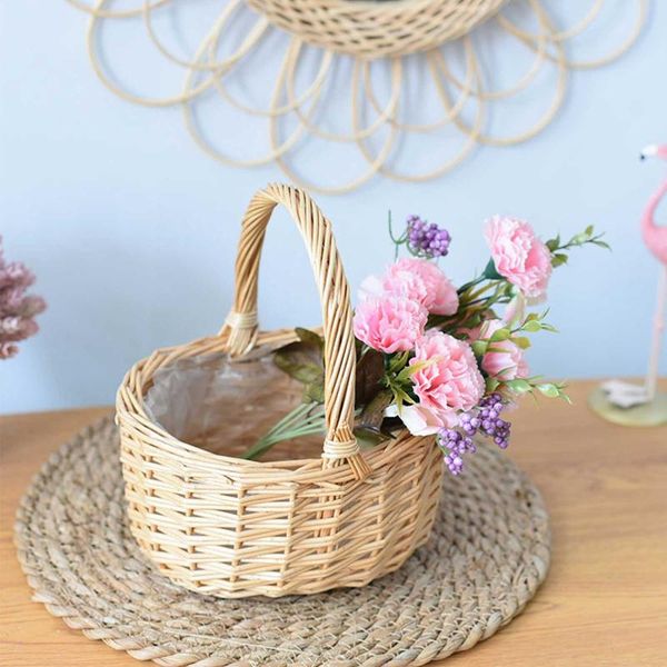 

storage baskets country style flower basket wicker picnic hamper with handle & liners for picnics parties bbq kitchen