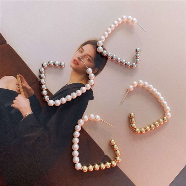 

hbp fashion korean east gate temperament simple designer pearl metal ball love net red personalized earrings female, Silver