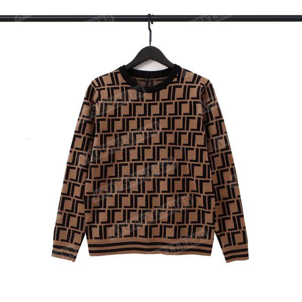 

Autumn winter men's sweater designer F round neck pullover casual long-sleeved sweatshirt embroidery knitting women's loose top co, White;black