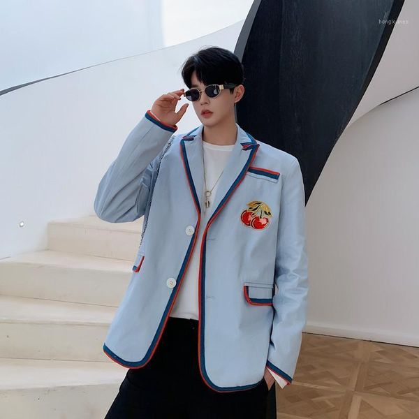 

men's suits & blazers men vintage college style casual suit blazer jacket overcoat spring autumn male women streetwear coat outerwear, White;black