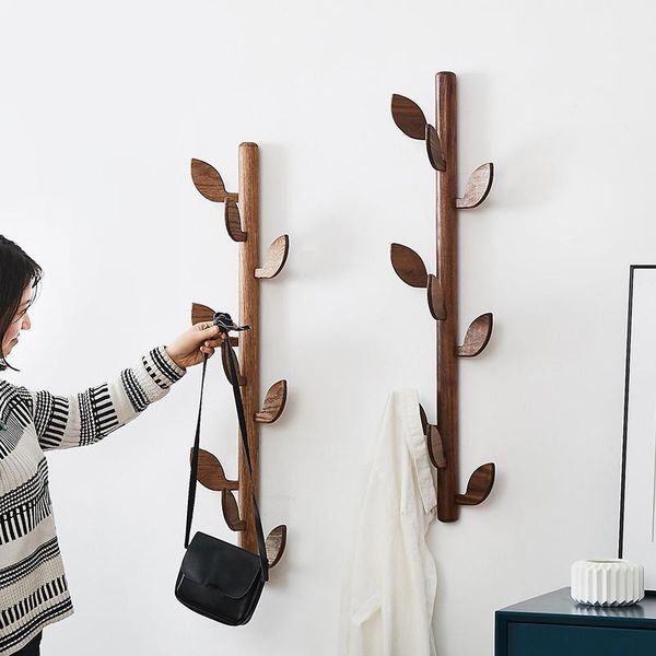 

robe hooks nordic black walnut solid wood simple wall clothes hanger household point bedroom