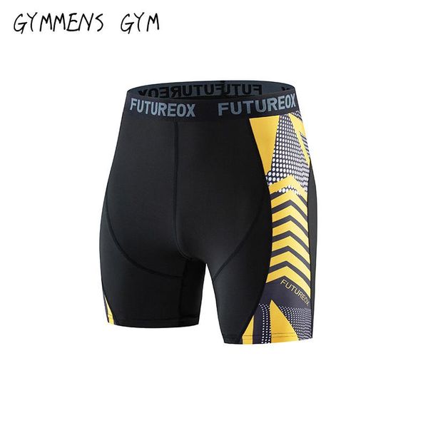 

summer new compression shorts men's fitness 3d printed casual pants men's jogging quick-drying elastic tight shorts, White;black