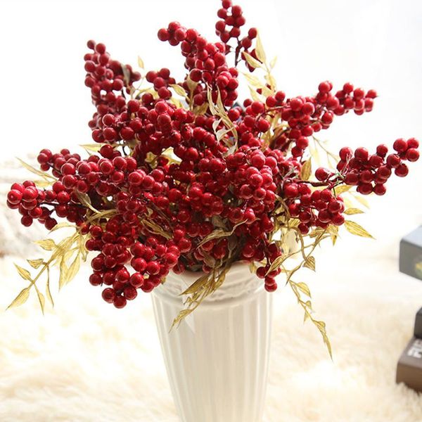 

simulation artificial fruit foam glass smooth red cherry flowers fake berries bouquet halloween festive wedding party supplies