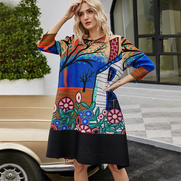 

2021 new autumn winter indie folk aesthetic clothes water flower print long plus size vintage african women 77ab, Black;gray