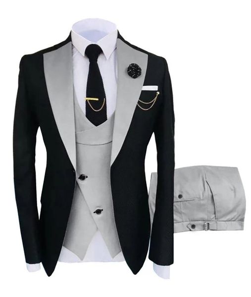 

men's suits & blazers costume slim fit men business groom black tuxedos for formal wedding jacket pant vest 3 pieces, White;black
