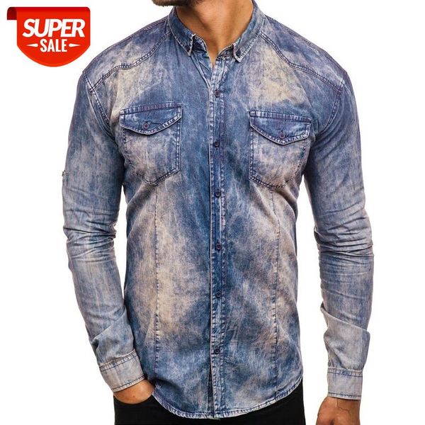 

men's spring autumn fashion cotton solid color long sleeve denim shirt button slim lapel casual shirt male plus size 3xl #mo4c, White;black