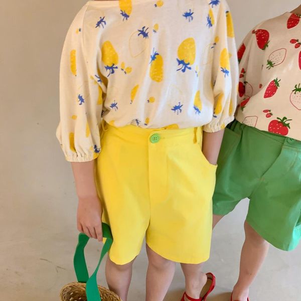 

shorts 2021 arrival girls fashion candy color kids korean design cotton, Black