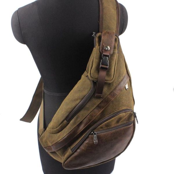 

cross body men canvas casual travel motorcycle high capacity messenger shoulder sling pack chest e bag
