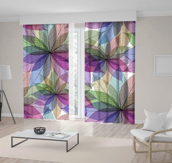 

curtain & drapes modern artwork abstract leaves summer nature futuristic decor blue white pink