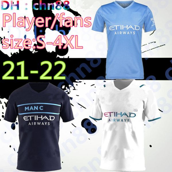 

21 22 city soccer jerseys player+fans 2021 2022 man sterling football shirt kun aguero de bruyne gesus bernardo mahrez rodrigo men + kids ki, Black;yellow