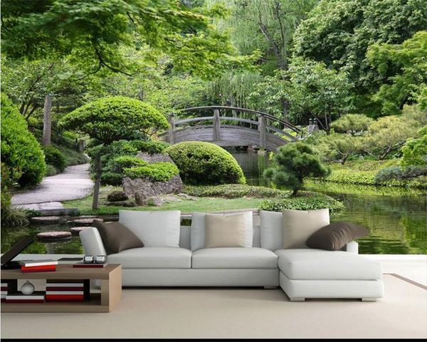 

wallpapers custom size 3d po wallpaper mural livingroom scenery small bridge and flowing picture sofa tv backdrop for wall