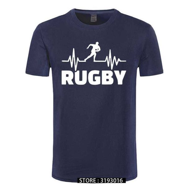 

heartbeat of rugbying t-shirts men summer fashion short sleeve t shirt cotton funny printed sporting mens tee 210629, White;black