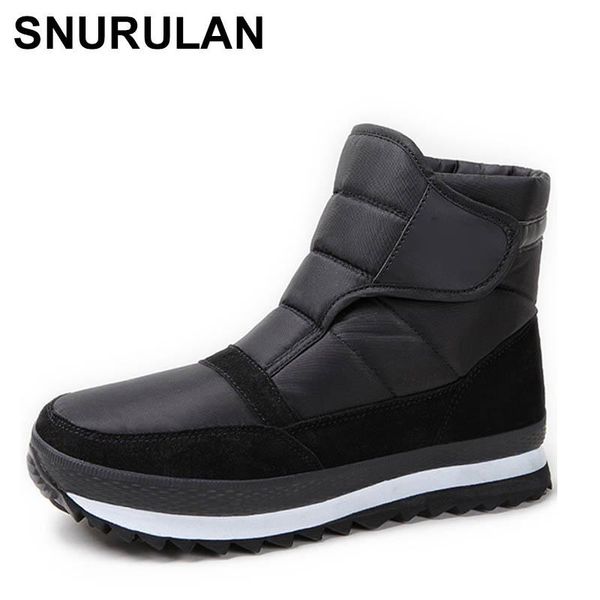 

boots snurulan men's 2021 winter shoes waterproof non-slip flat ankle plus size, Black