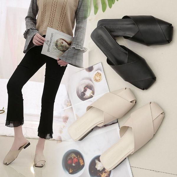 

slippers rivet flat shoes female rubber fabric pu basic metal decoration, Black