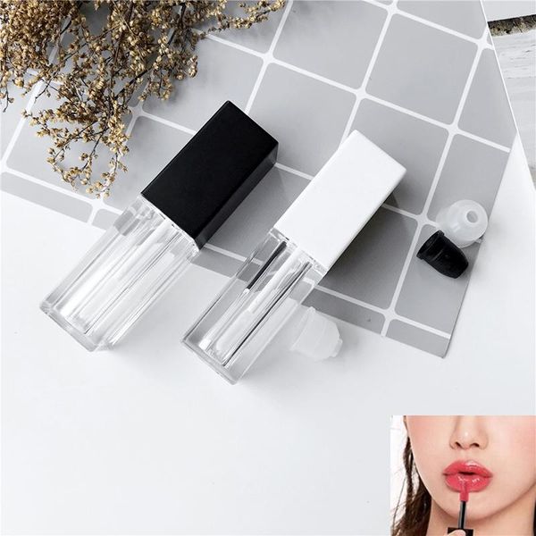 

storage bottles & jars 1pcs diy empty lipstick bottle lip gloss tube container with cap clear black white cosmetic sample