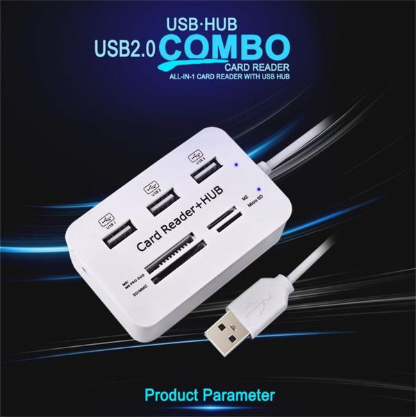 

hubs high speed usb 2.0 hub 3 ports with card reader mini combo all in one multi-function extension accessories