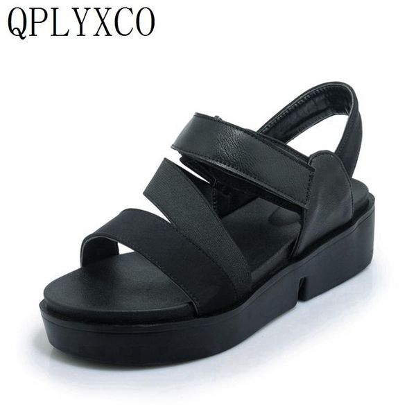 

dress shoes qplyxco wedges women sandals high heels summer chaussures femme thick bottom quality woman size 30-44 b18-8, Black