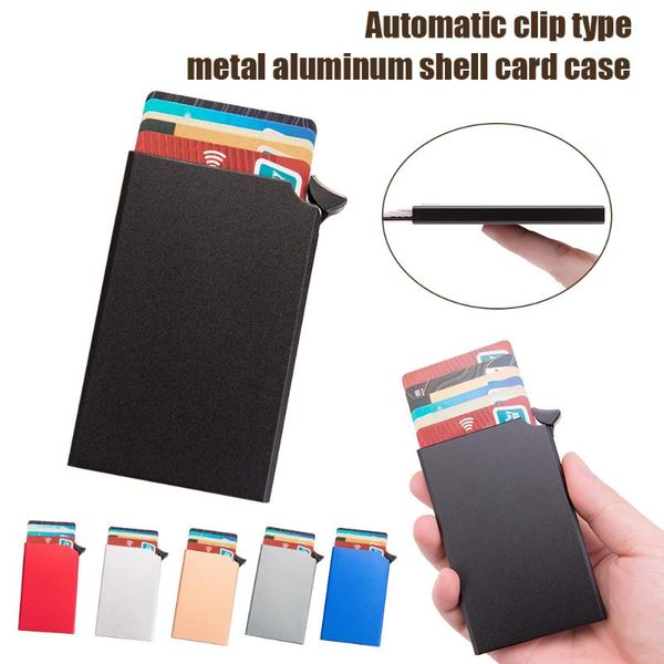

storage bottles & jars 1pc card holder anti theft automatic id case aluminum alloy wallet for travel business trip