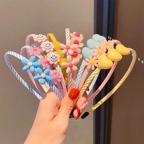 

girls hair accessories sticks bows flower headbands childrens candy summer love cute baby cartoon ornaments head bands b7546, Slivery;white