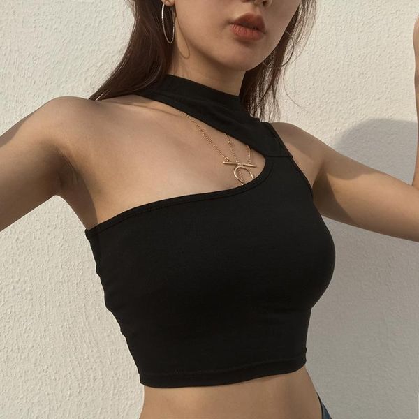 

women's tanks & camis 2021 summer sleeveless women girls vest crop shirt blouse casual slim black s  l, White